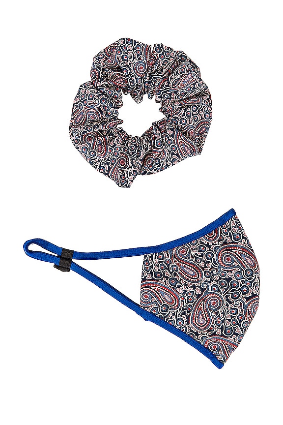 view 2 of 3 Mask Scrunchie Set in Blue Red Multi
