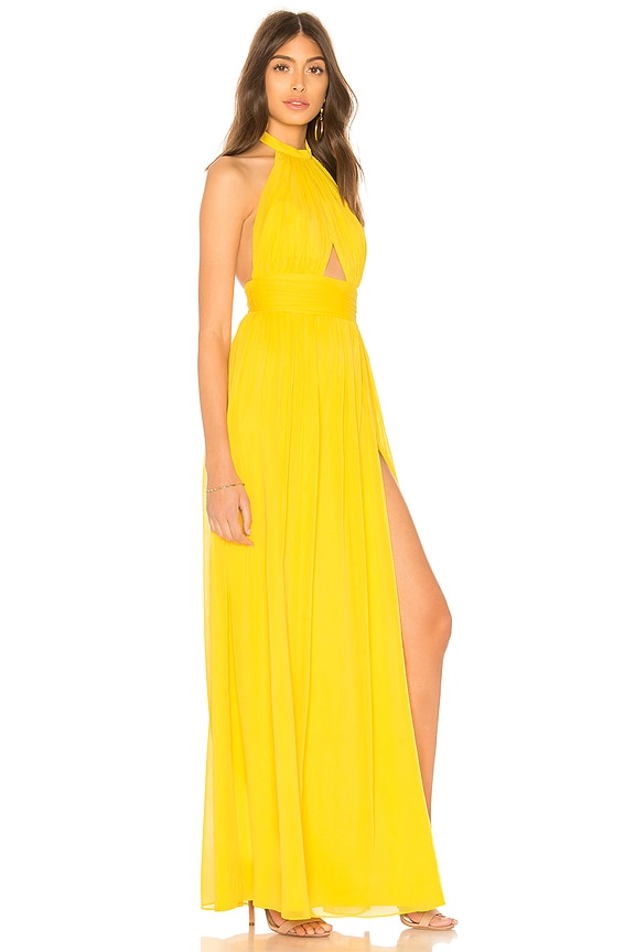 view 2 of 3 VESTIDO LARGO HALTER HAZEL in Canary Yellow