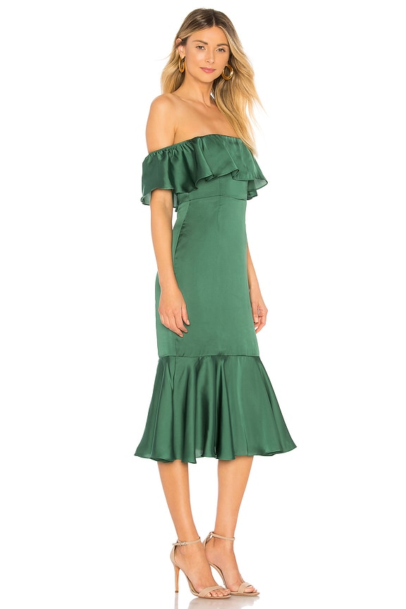 view 2 of 3 ROBE MIDI ÉPAULES DÉNUDÉES LAGUNA in Green