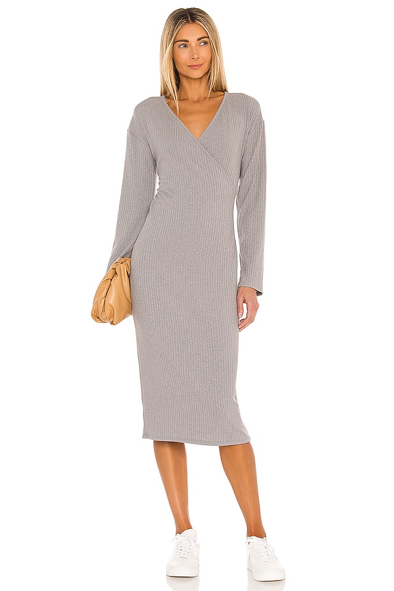 view 1 of 4 Charlie Wrap Midi Dress in Heather Grey