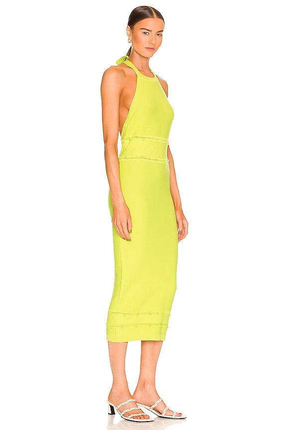view 2 of 3 Morgan High Neck Halter Midi in Lime Green
