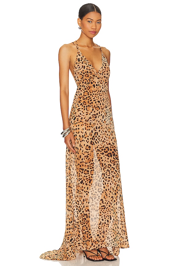 view 2 of 3 VESTIDO LARGO KLEIO in Tan Cheetah