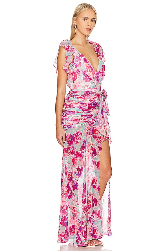 view 2 of 3 x Anja Dujaković Jade Gown in Pink Floral Multi