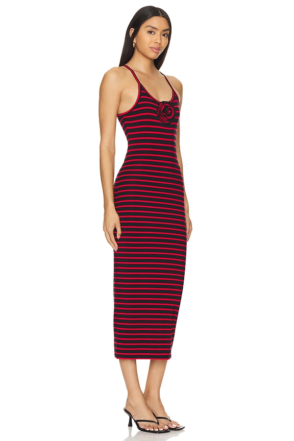 view 2 of 3 Carmen Midi Dress in Black & Red Stripe