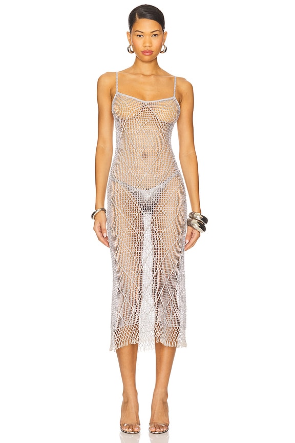 view 2 of 5 Katja Beaded Crochet Midi Dress in Ice