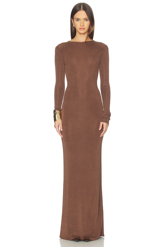 view 2 of 3 Maize Maxi Dress in Metallic Brown