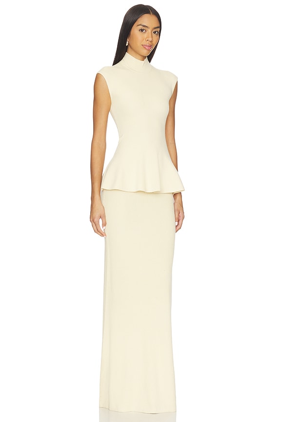 view 2 of 3 x Christina Elezaj Florie Mock Neck Maxi Dress in French Vanilla