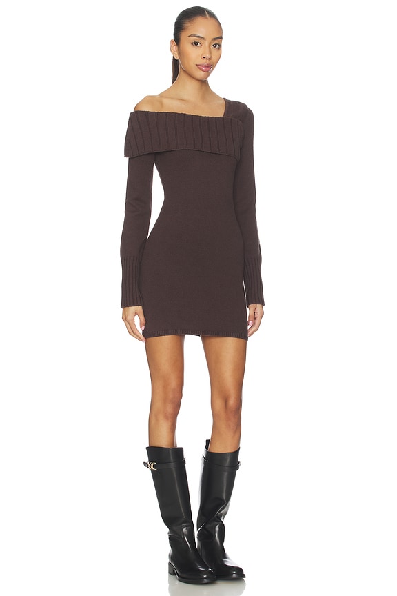 view 2 of 3 Sunna Off The Shoulder Mini Dress in Dark Brown