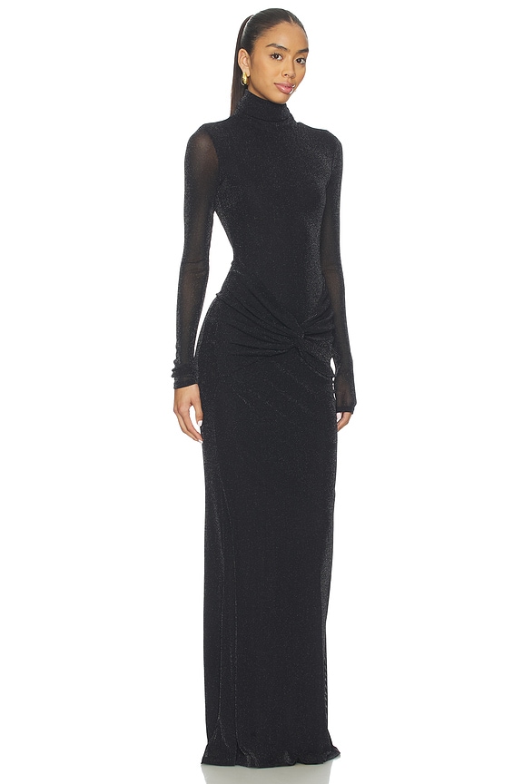 Lucille Gown in Metallic Black View 3 of 4
