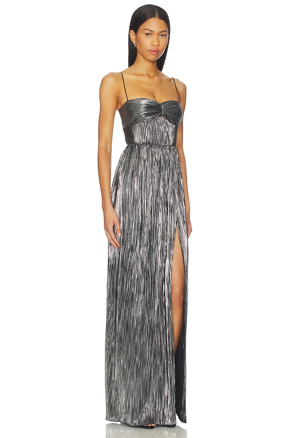 view 2 of 4 Emmy Gown in Silver & Black Metallic
