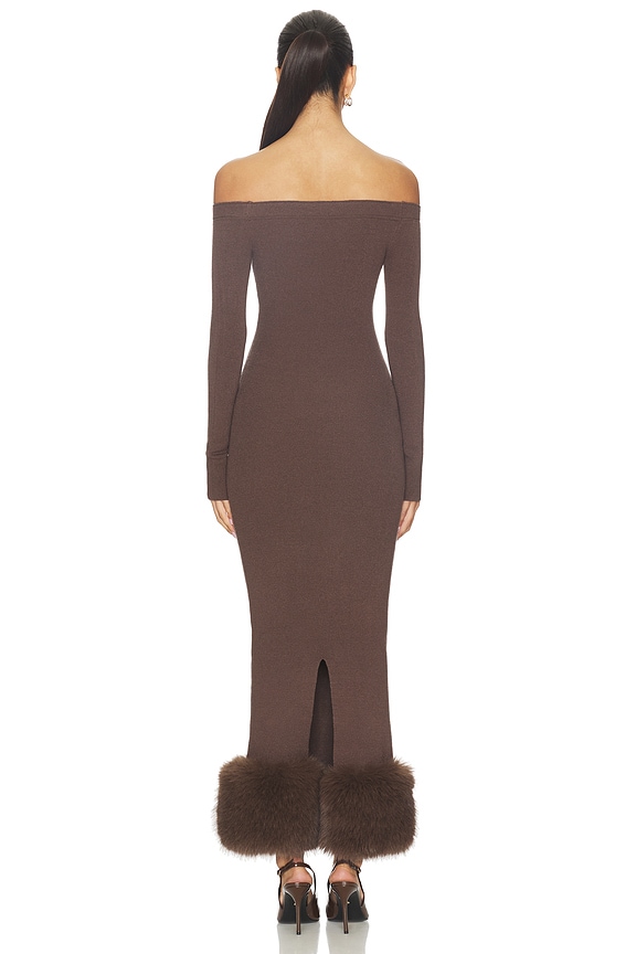 brown furry dress Lovers and Friends Ling Off The Shoulder Faux Fur Detail in %0D%0A*%20Pay%20special%20attention%20on%20measurements%20to%20ensure%20proper%20fit 20-5-21 BLACK ASYMMETRIC VOLUME SLEEVE Color:Bronze