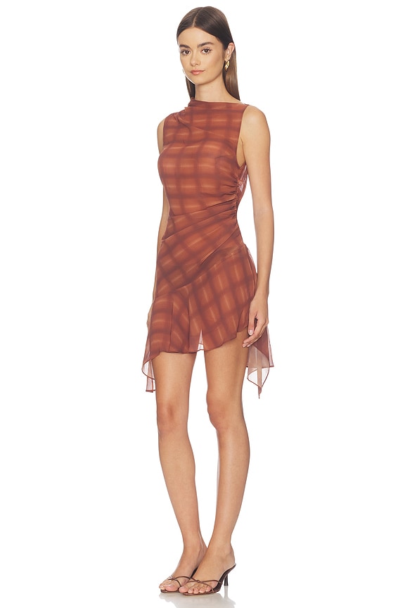 view 2 of 3 Amari Mini Dress in Brown Plaid