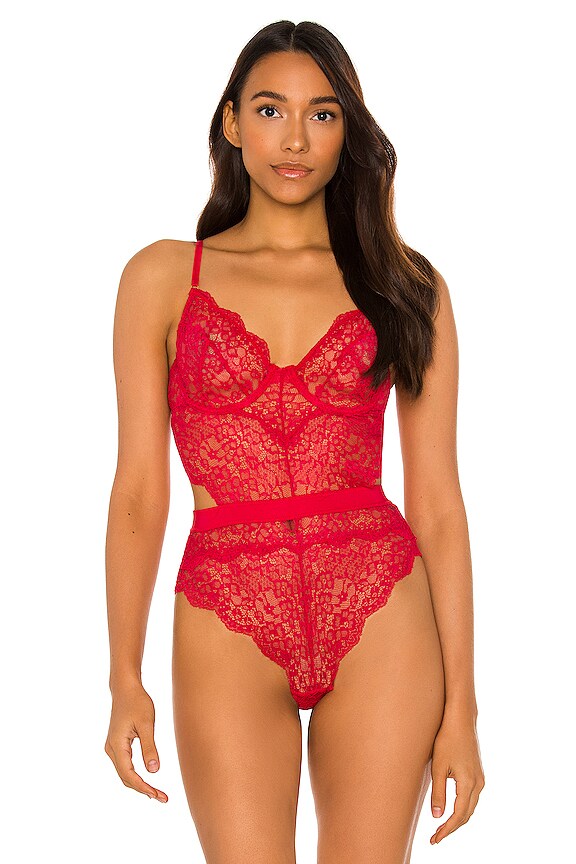 view 2 of 5 BODY EN DENTELLE BETTANY in Red