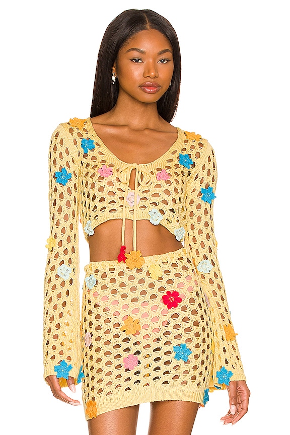 view 1 of 4 Flower Power Top in Pastel Yellow