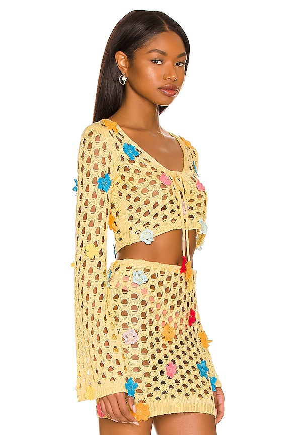 view 2 of 4 Flower Power Top in Pastel Yellow