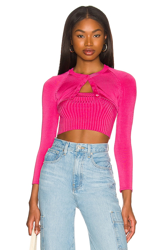 Lovers and Friends Ean Micro Cardigan in Magenta | REVOLVE