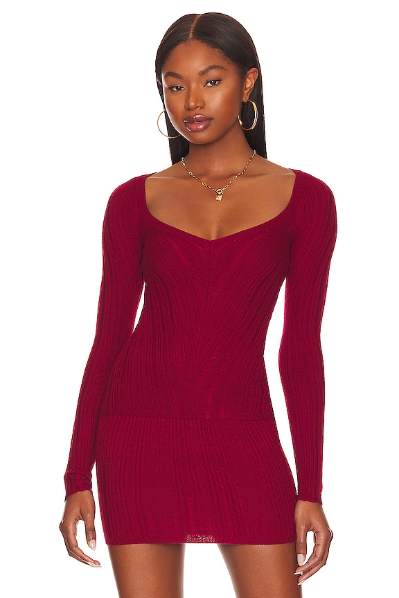 view 2 of 5 Mara V Neck Pullover in Wine Red