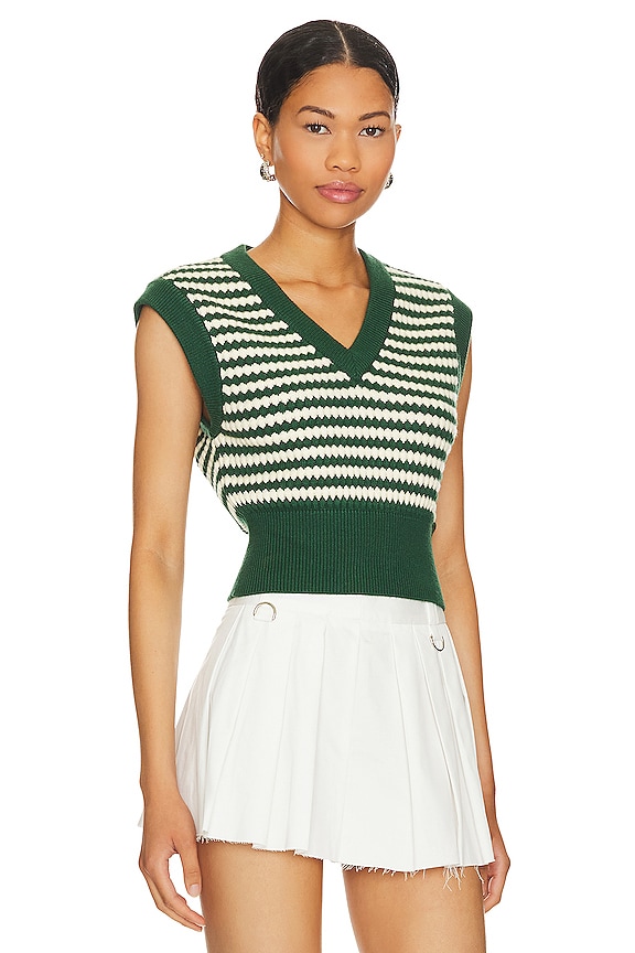 view 2 of 4 Elie Sweater Vest in Green & White