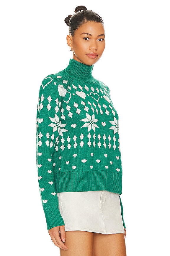 view 2 of 4 Fair Isle Oversized Turtleneck Pullover in Forest Green