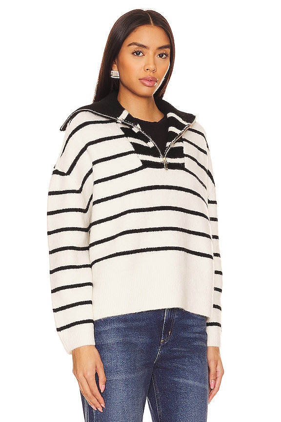 view 2 of 4 Cl?mence Half Zip Pullover in Black & White Stripe