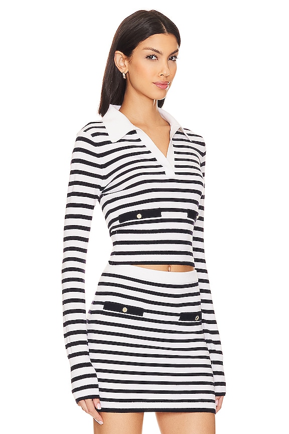 view 2 of 4 JERSEY SELENE STRIPED in Black & White