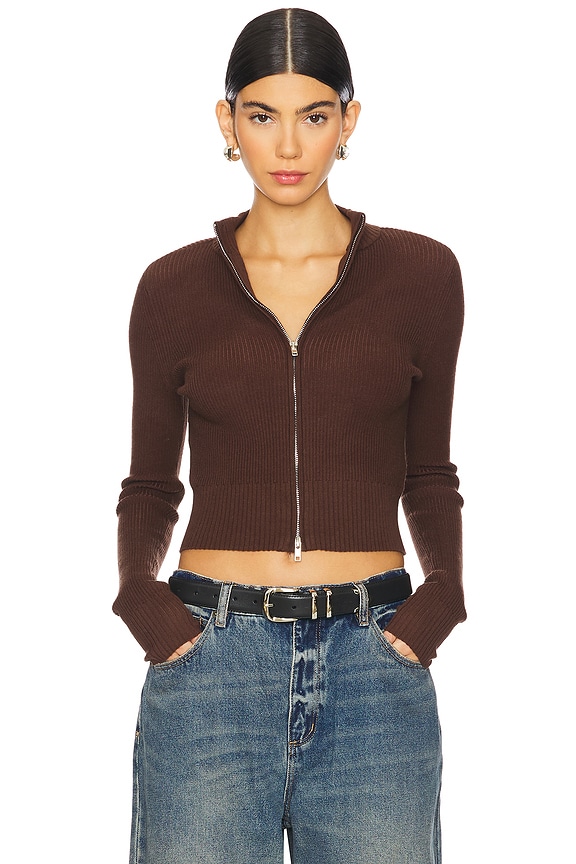 view 1 of 4 Roxana Zip Sweater in Brown