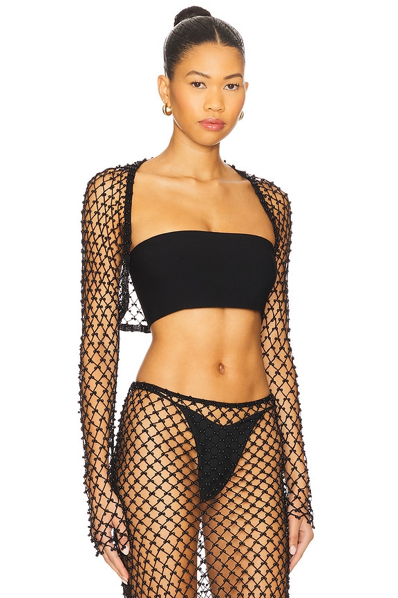 view 2 of 4 Mattilda Beaded Crochet Bolero in Black