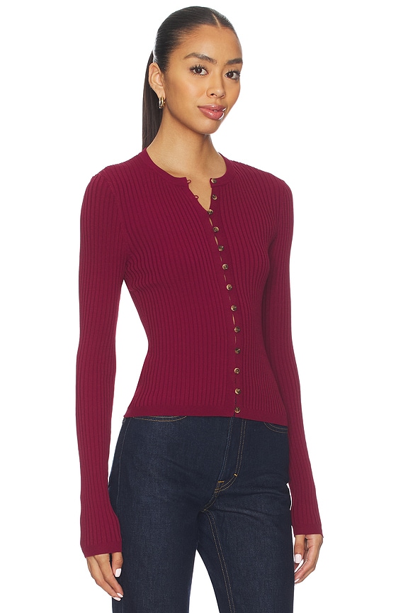 view 2 of 4 Gema Rib Cardigan in Dark Cherry
