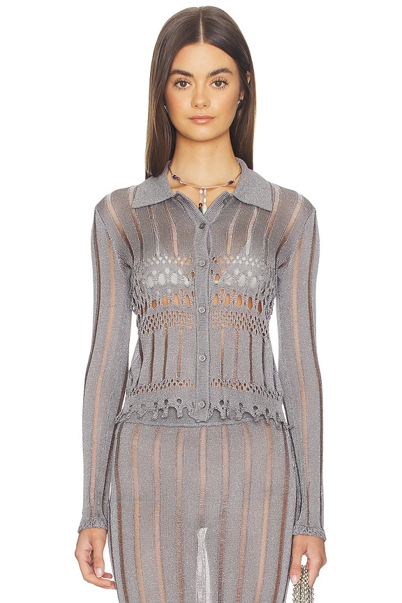 view 2 of 5 Francie Metallic Cardigan in Metallic Silver