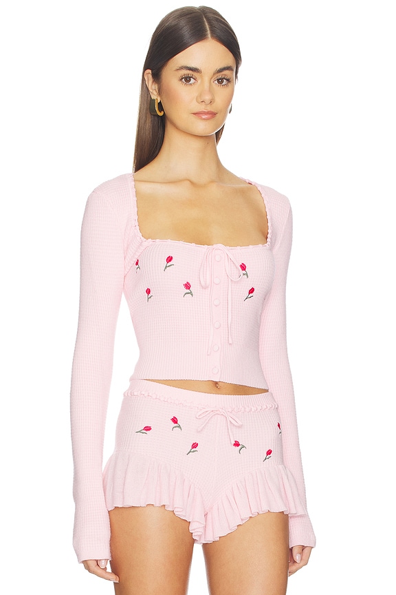 view 2 of 5 Cecilia Floral Embroidered Top in Pink Multi