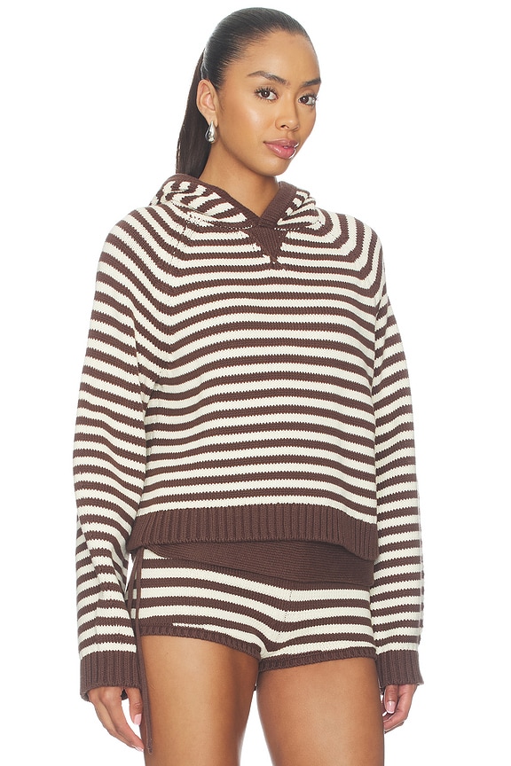 view 2 of 4 Pauley Knit Hoodie in Brown & Ivory Stripe