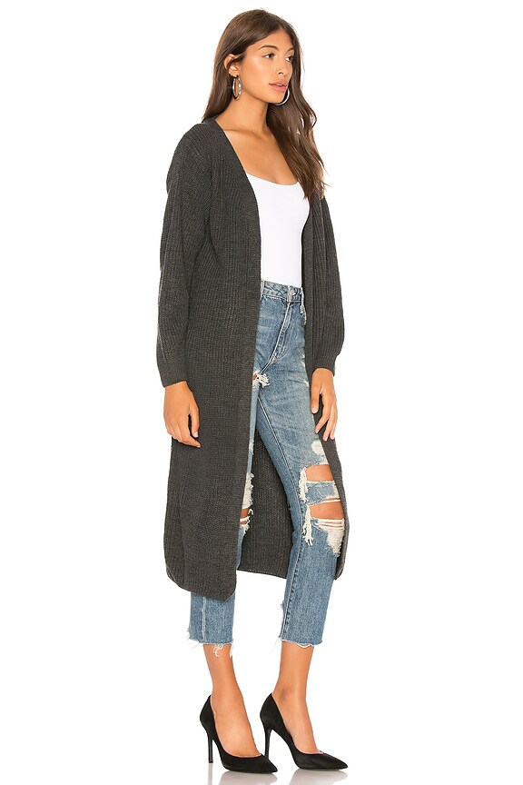 view 2 of 3 Lace Up Cardigan in Charcoal