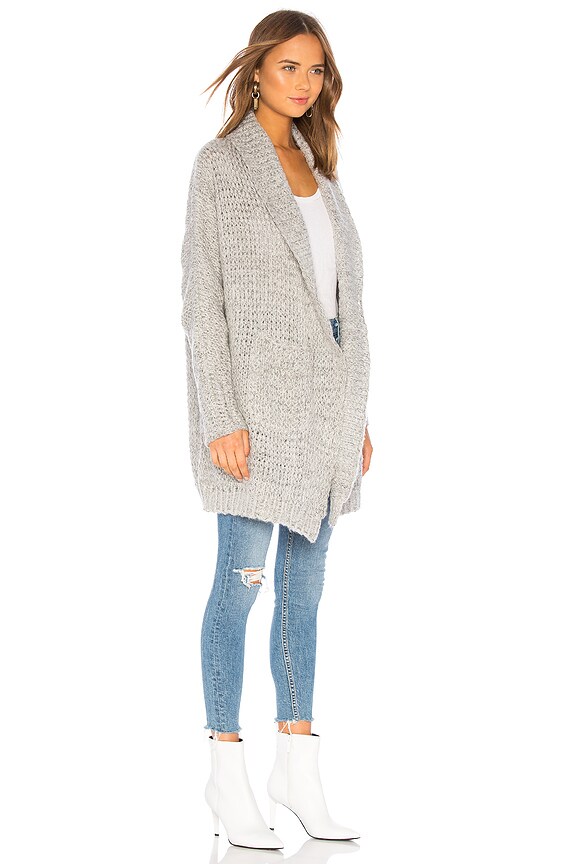 view 2 of 3 Ribbed Cardigan in Heather Grey