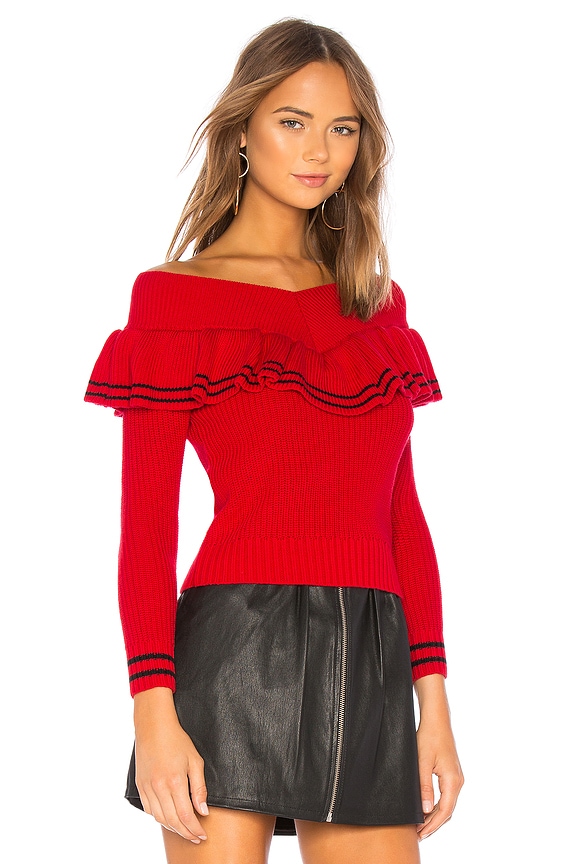 view 2 of 4 Ruffle Sweater in Red