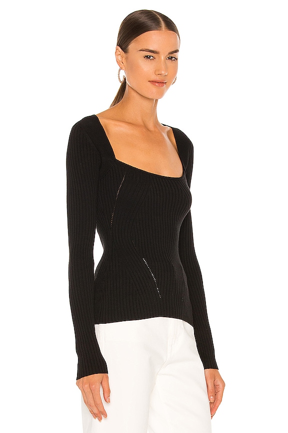 view 2 of 4 Tie Back Fitted Rib Sweater in Black