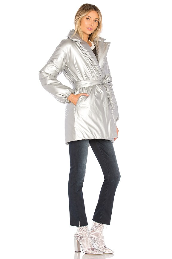 view 2 of 3 СТЕГАНОЕ ПАЛЬТО С ПОЯСОМ CALLA LLILY in Matte Silver