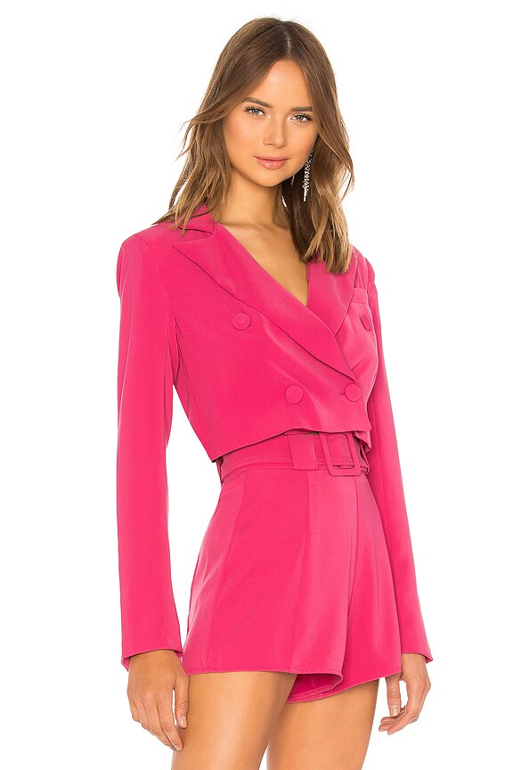 view 2 of 4 City Cropped Blazer in Magenta Pink