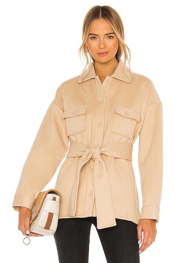 view 2 of 5 Belted Utility Fleece Jacket in Light Beige