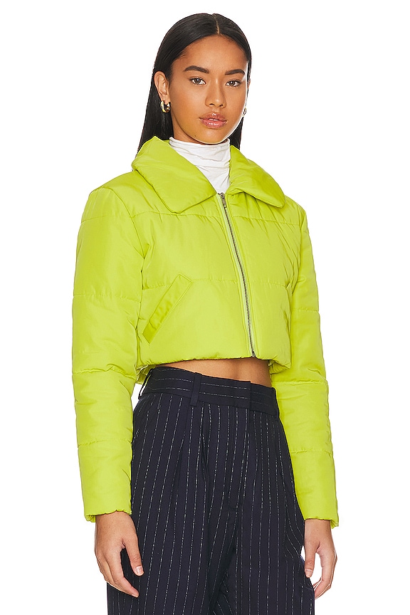 view 2 of 4 Bushwick Cropped Puffer Jacket in Lime Green