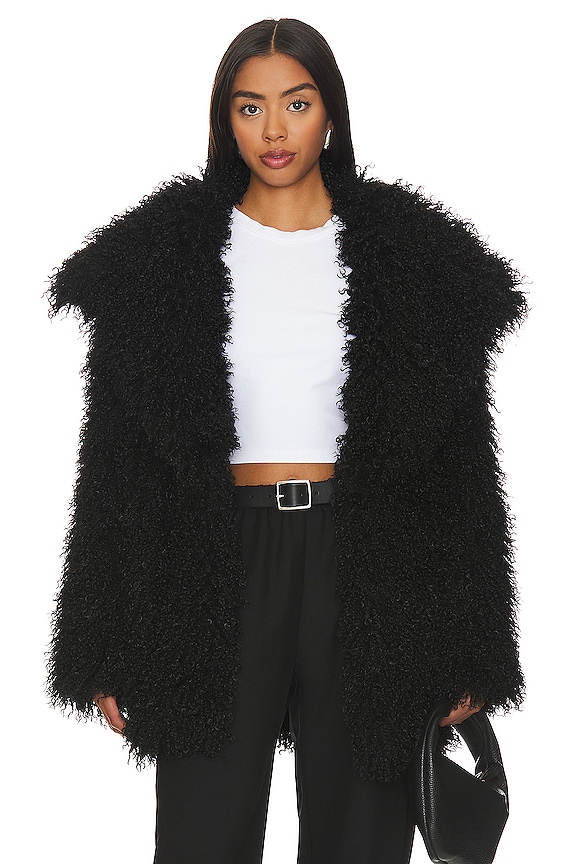 view 1 of 4 Amani Faux Fur Coat in Onyx Black