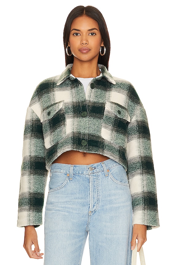 view 2 of 5 Roxy Cropped Shacket in Green