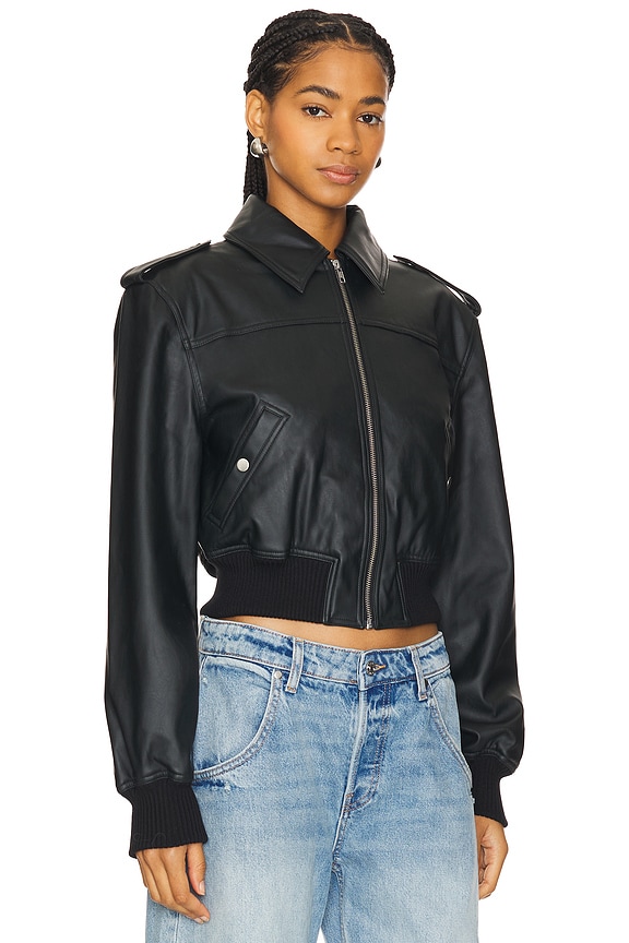 view 2 of 4 Dylan Faux Leather Bomber Jacket in Black