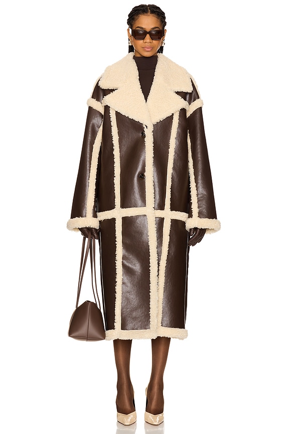 view 2 of 4 Wayne Faux Shearling Coat in Brown