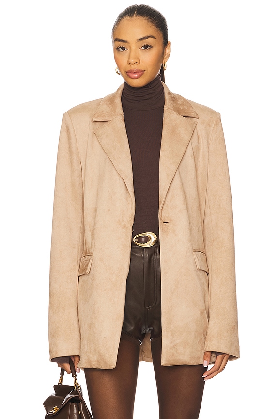 view 2 of 5 Eva Faux Suede Jacket in Light Tan