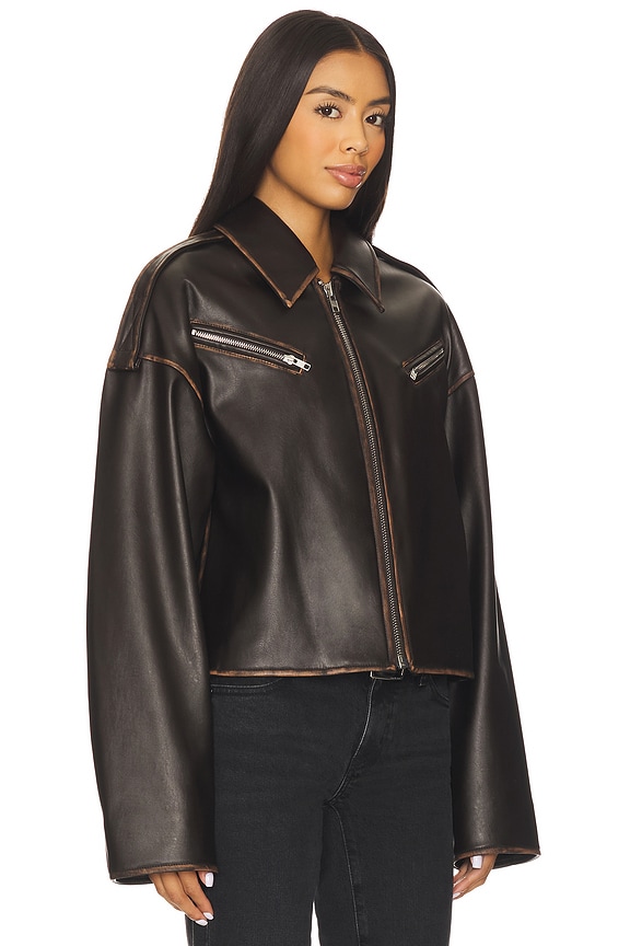 view 2 of 4 Esther Faux Leather Jacket in Dark Brown
