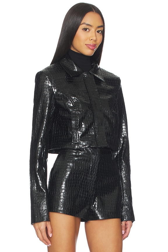 Lovers and Friends Arden Faux Croc Jacket in Black | REVOLVE