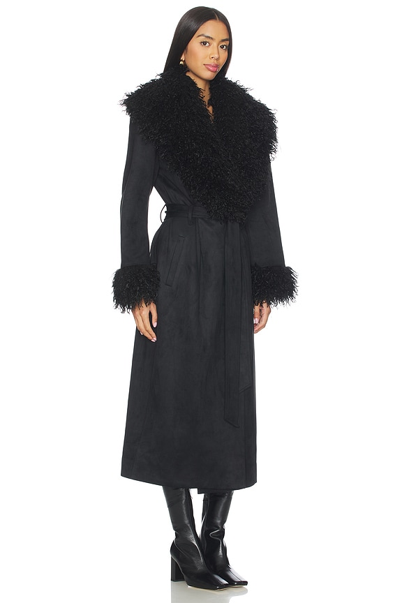 view 2 of 3 Lena Faux Suede Coat in Black
