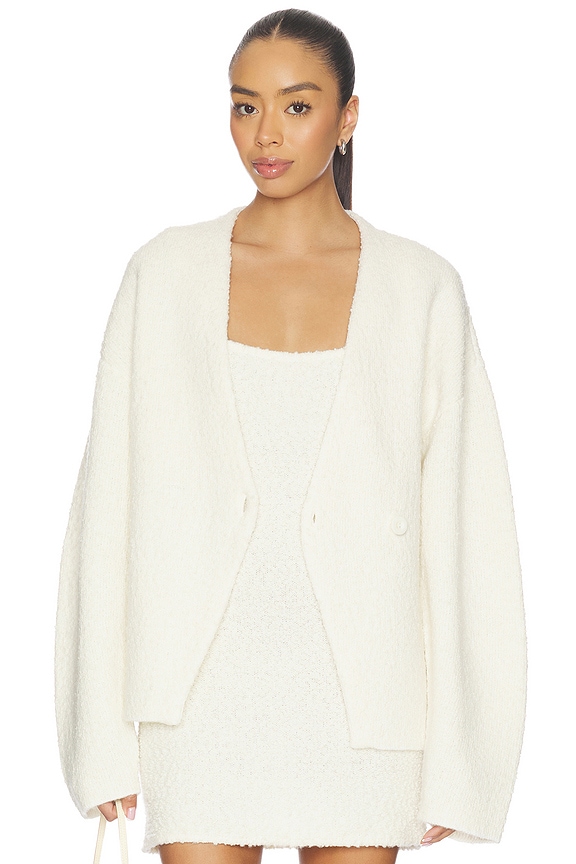 view 2 of 5 Martine Textured Wrap Knit Jacket in Cream