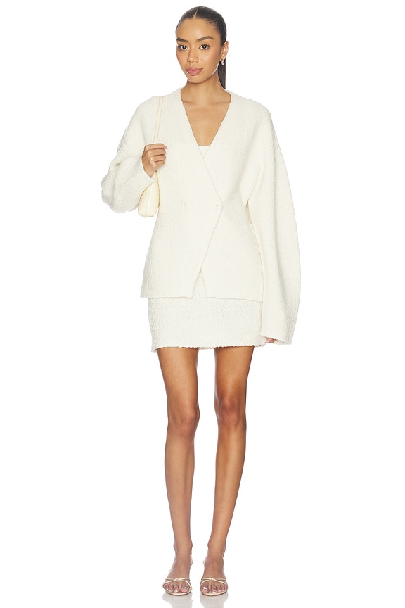 Lovers and Friends Martine Textured Wrap Knit Jacket in Cream
