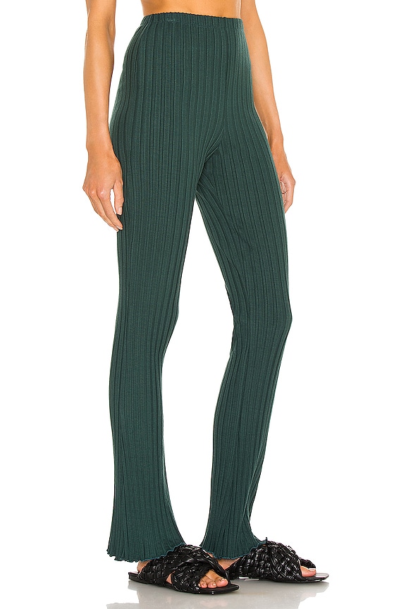 view 2 of 4 Ribbed Flare Pant in Emerald Green